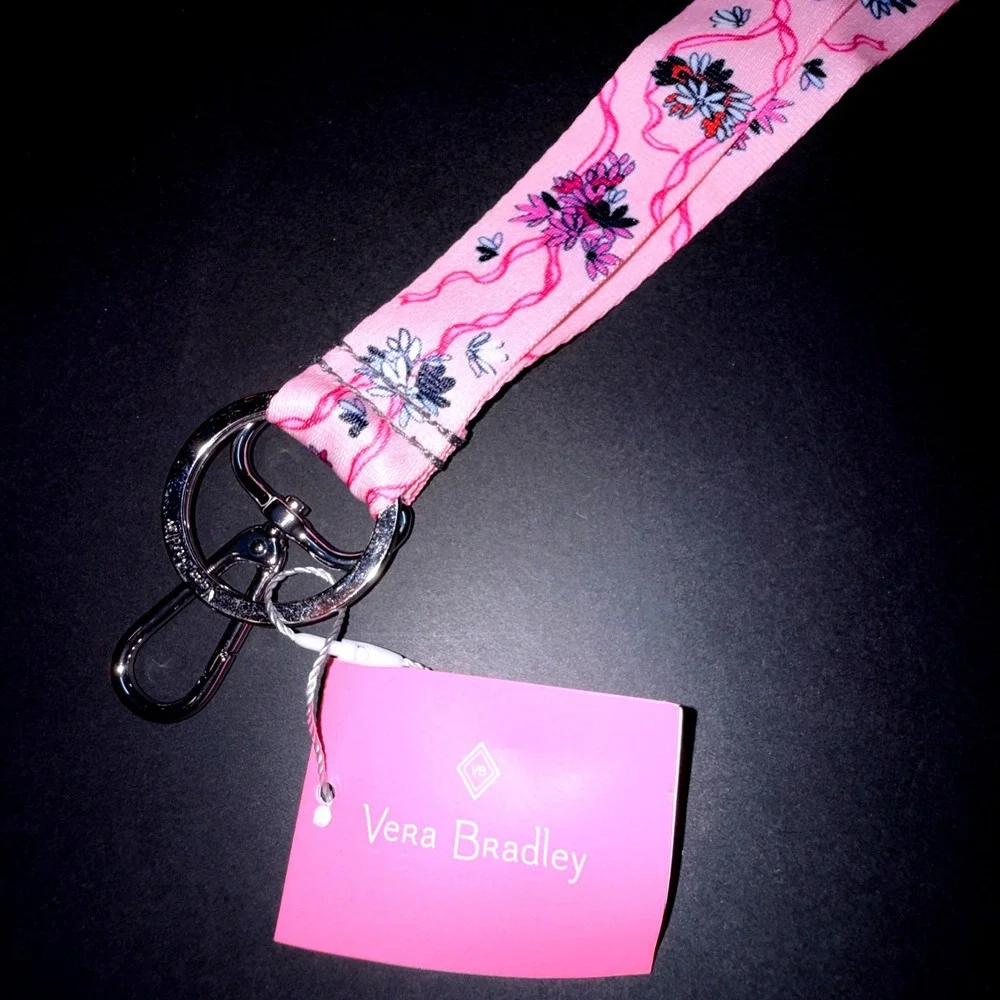 Vera Bradley Wide Lanyard Women Hope Blooms Pink NEW Floral Breast Cancer 26739